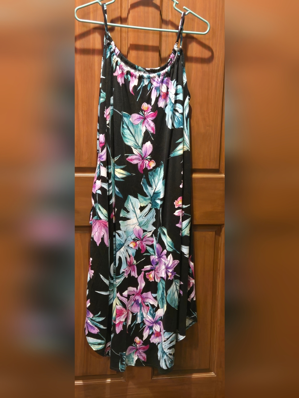 Black Tropical Floral Maxi Dress/Nightgown